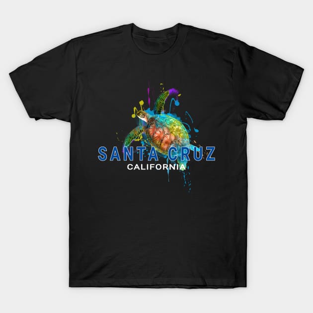 Santa Cruz Summer Vacation Souvenir Sea Turtle T-Shirt by Jas-Kei Designs